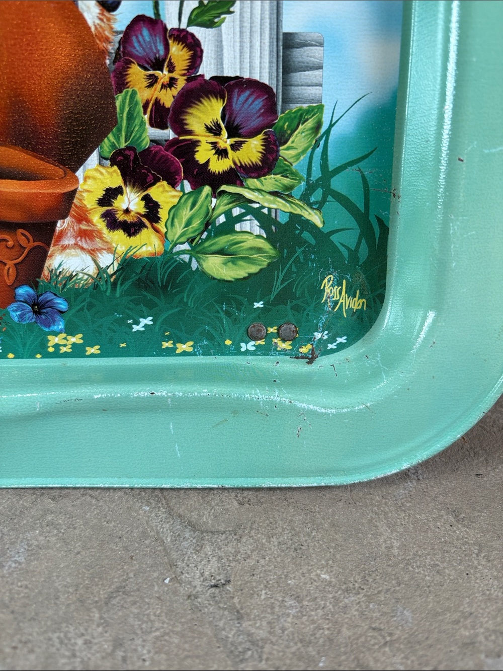 Vintage 1980s Ross Avidon cat metal lap tray - Picture 4 of 11